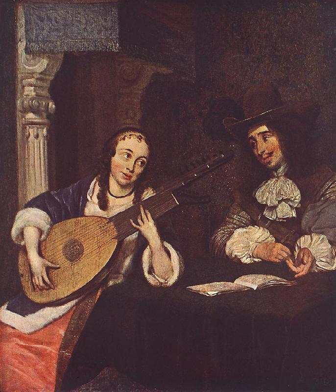 TERBORCH, Gerard Woman Playing the Lute st Sweden oil painting art